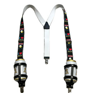 Novelty Adjustable Beer Braces Suspenders W Can Holder Oktoberfest Costume